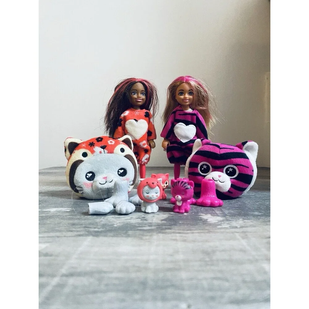 2 Barbie Chelsea Small Cutie Reveal Animal Costume Dolls
